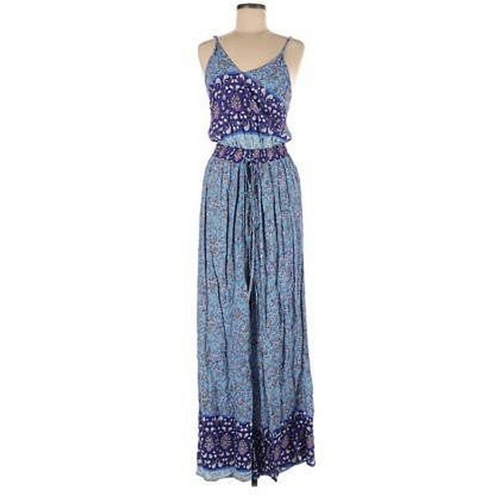 Jaase Boho Paisley & Floral Blue Jumpsuit